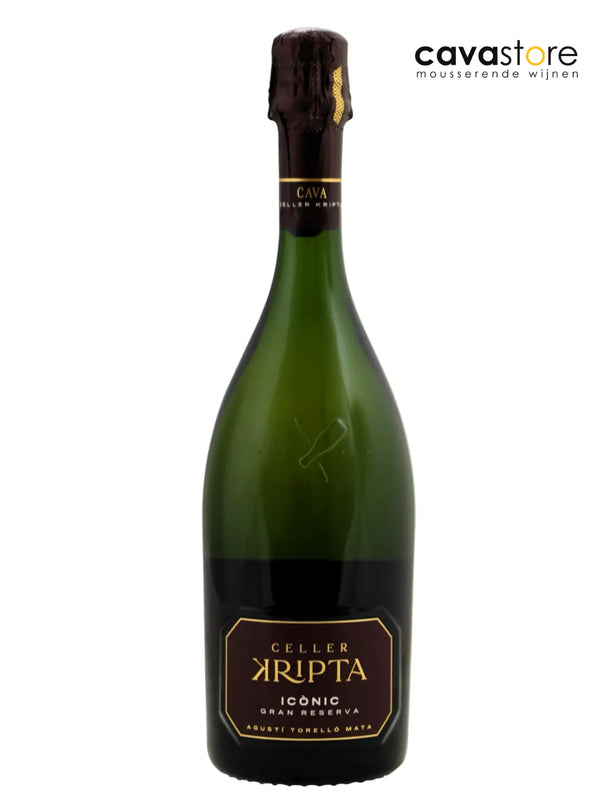 Kripta Brut Nature Gran Reserva fles detailopname met capsule en kurk